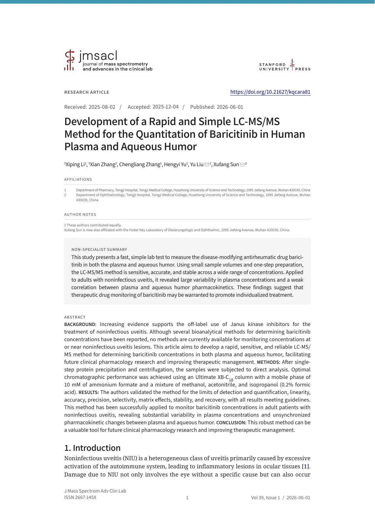 JMSACL — the first page of an article, set in Only A’s template