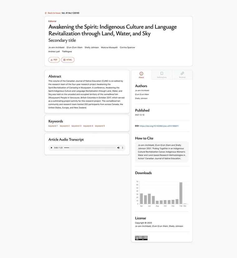 The CJNE article page, with its reading scaffold