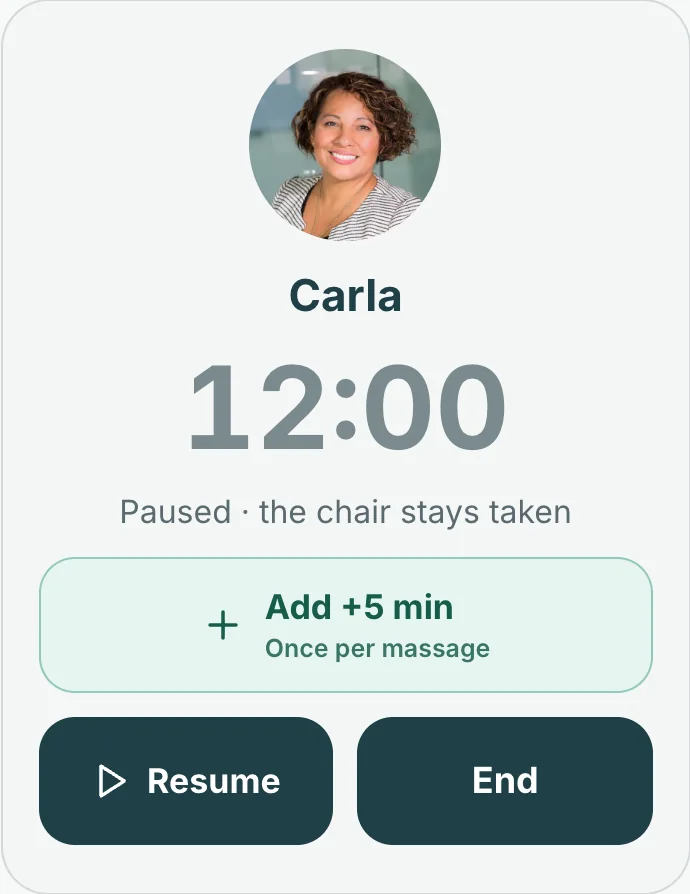 Carla: paused — the chair stays taken