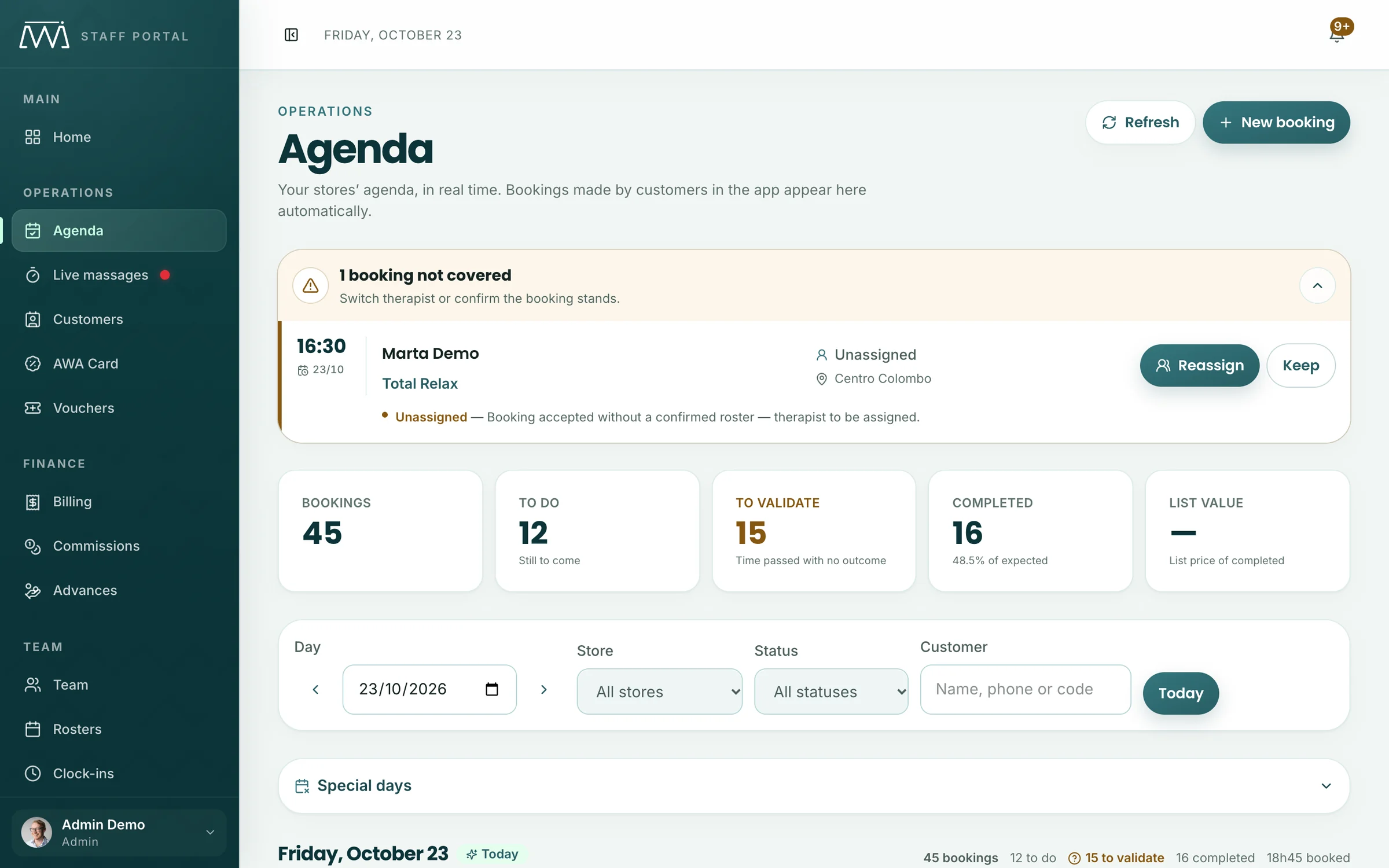 The agenda of every store, in real time