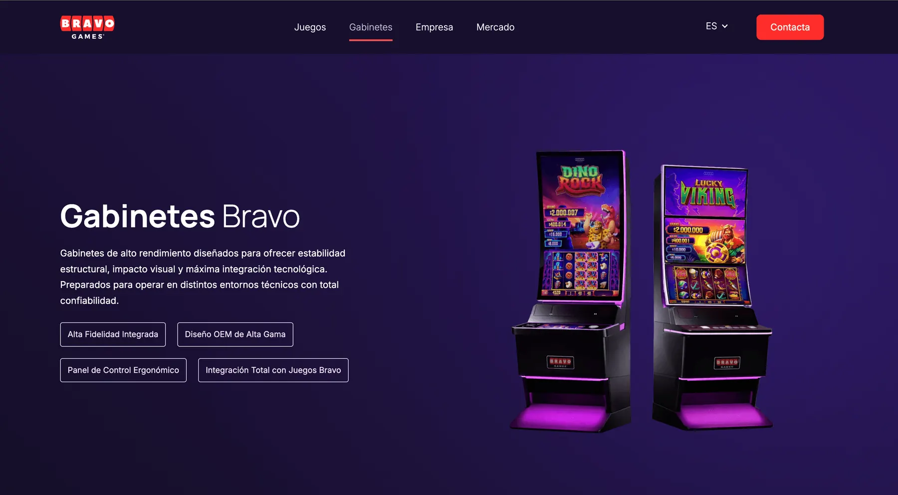 Bravo Games — Gabinetes page