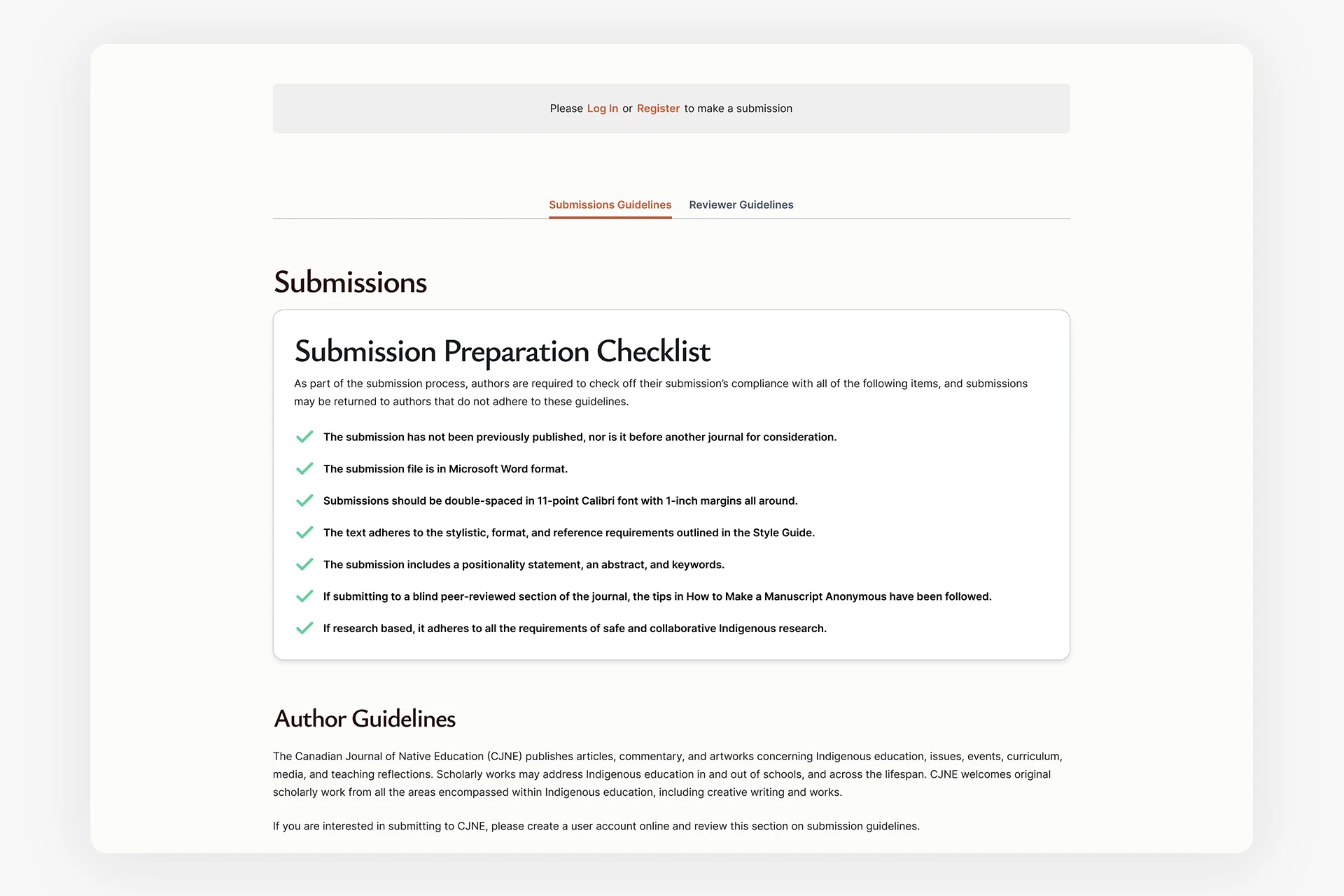 CJNE submissions guidelines